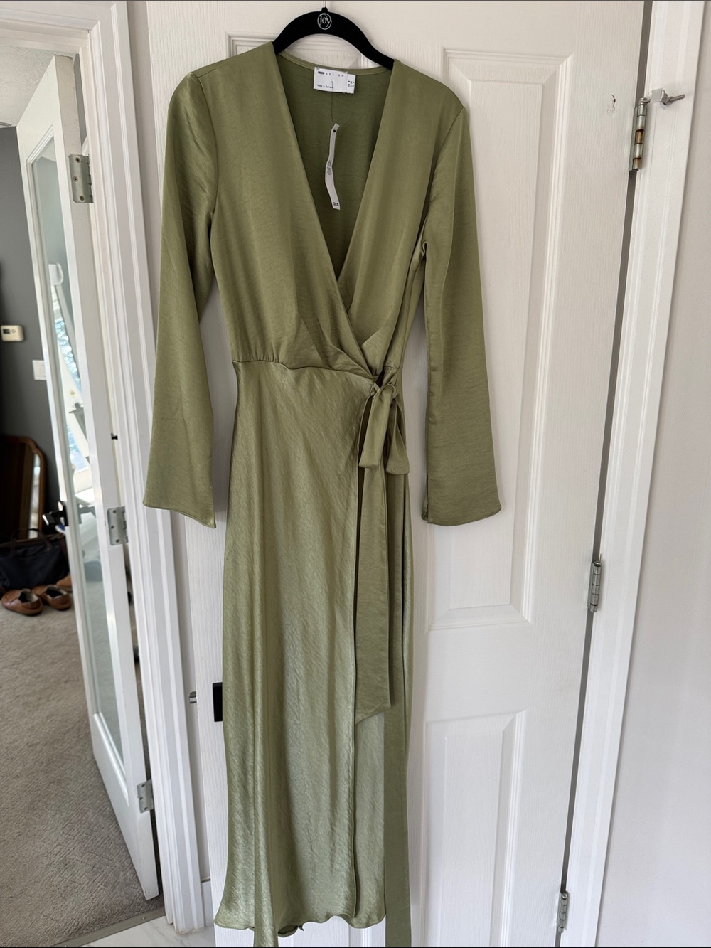 ASOS Olive Wrap Midi Dress with Tie Waist